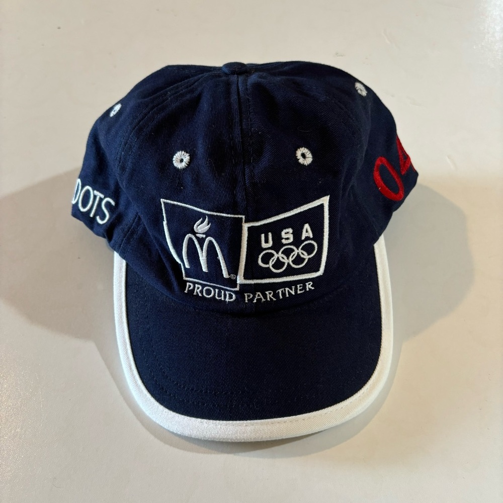 Vintage 2004 Olympics Team USA McDonald's Cap Trucker Hat Roots Navy White Used